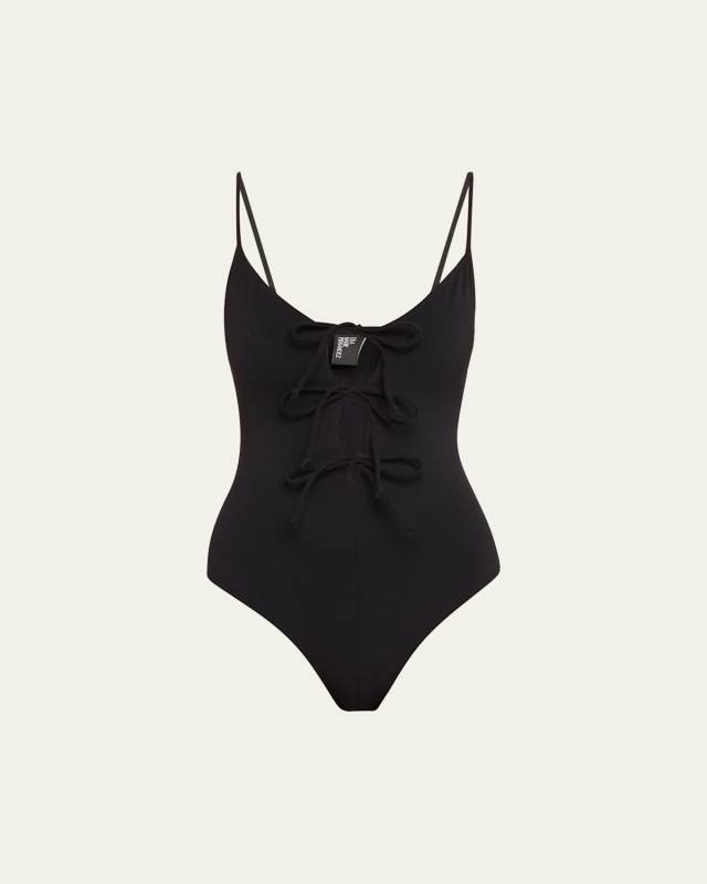 Crepe Three Tie One-Piece Swimsuit